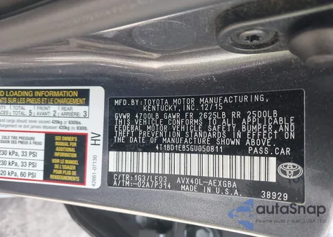 2016 Toyota Avalon Hybrid Xle Premium из США, поврежденный, VIN 4T1BD1EB5GU050811